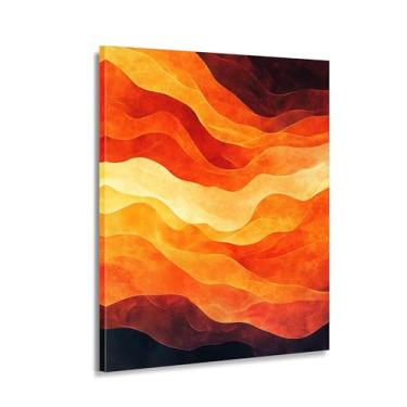 Imagem de Tela de arte de parede abstrata de montanha gradiente sonhadora - pintura a óleo para decoração de sala de estar e quarto, arte de paisagem moderna A transição suave entre dourado e marrom (apenas