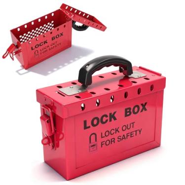 Imagem de Jeanoko 1 caixa de identificação de bloqueio, 12 porta-cadeados, caixa de cadeado de segurança de aço inoxidável, trava loto com alça ergonômica para armazenamento de segurança