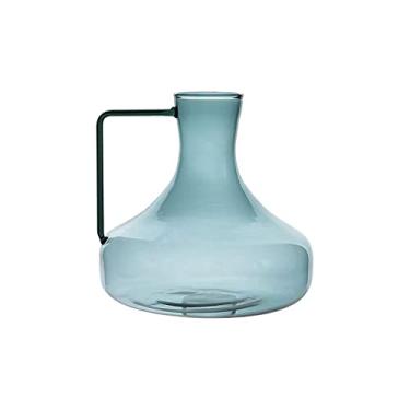 Imagem de Vaso de flores colorido vaso de vidro transparente sala de estar, sala de estar, mesa de jantar, mesa de café, decoração de escritório vaso com alça vaso de jardim decoração de casa vasos de flores