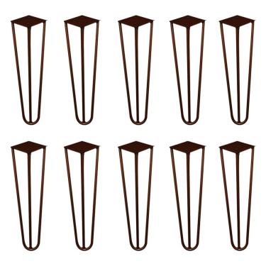 Imagem de Kit 10 Pés de Metal 30 CM Hairpin Legs Mesa de Canto Rack e Puffs Bronze