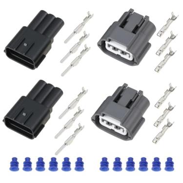 Imagem de SING F LTD 4 plugues de conector de bobina de ignição de 3 pinos macho fêmea 6189-0779 compatível com Nissan