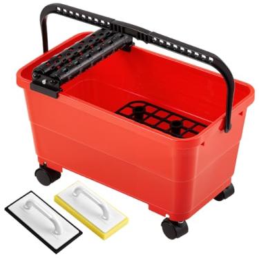 Imagem de Lasnten Conjunto de ferramentas de limpeza de argamassa com sistema de limpeza de argamassa e esponja de borracha para trabalho de azulejos de cerâmica, capacidade de 6 galões