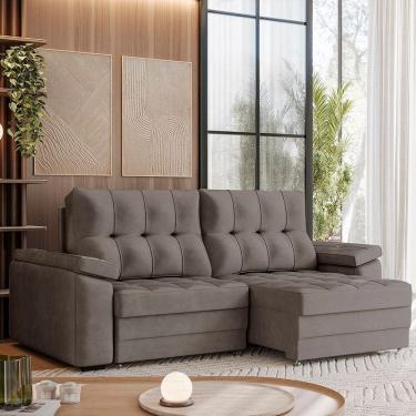 Imagem de Sofá Retrátil e Reclinável 3 Lugares 250cm Danlí Espresso Móveis Capuccino Escuro