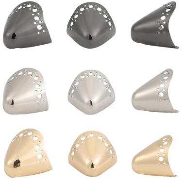 Imagem de 6 peças, 3 cores, bico de salto alto, sapatos de metal, protetor pontiagudo, proteção dos dedos, capa de ponta de cabeça, sapatos duráveis, círculos vazados, suprimentos elegantes para reparo de