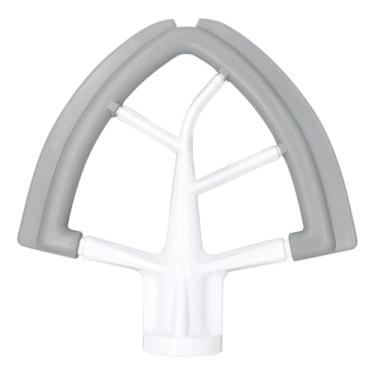 Imagem de RURBRIN Batedeira plana de 4,5 litros com bordas de silicone flexíveis, acessório de pá para mixer Kitchenaid e batedeira com suporte inclinado, cinza