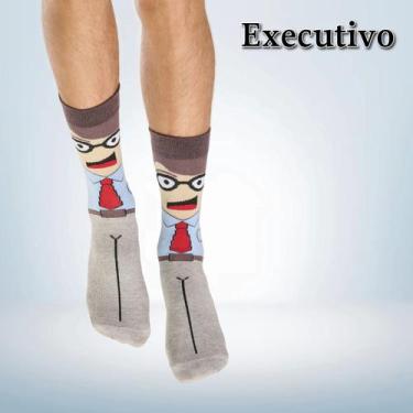 Imagem de Par de Meia Casual Cano Longo Divertida Masculina - Tamanho 39 a 43 - 