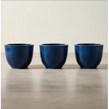 Imagem de kit 3 Vasos Bojo Marmorizado1 Platinum luxo resistente, leve, elegante, sala, recepção, decoração mesas, rack, etc (Azul marmorizado)