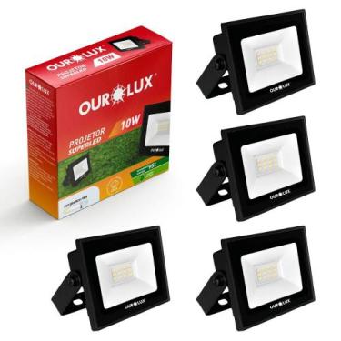 Imagem de 4 Refletor Led 10w Watts Ip65 Blindado Áreas Externas Bivolt - Ourolux