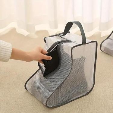 Imagem de 1 bolsa de armazenamento de tecido multifuncional com alça, lona de poliéster, organizador de sapatos transparente para viagens e organização em casa