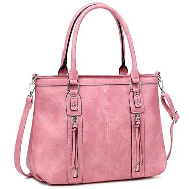 Imagem de sqlp Bolsas de trabalho femininas de couro grandes bolsas de ombro Hobos femininas bolsa de ombro com alça superior bolsa transversal vintage, Rosa, L