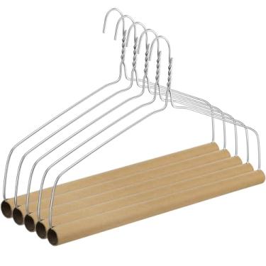 Imagem de Didaey 5 conjuntos de cabides de limpeza a seco, cabides e tubos de 45 cm com fio de calibre 10,5 forte para itens pesados