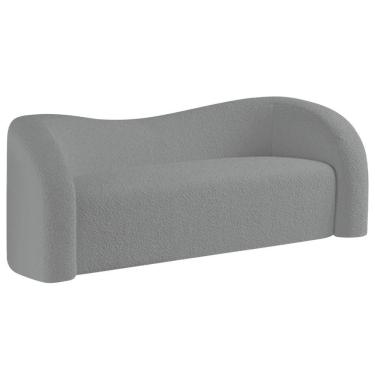 Imagem de Sofá Curvo 3 Lugares Orgânico Sala Recepção Escritório Coréia 180cm Bouclé Cor Cinza