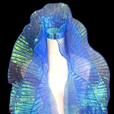 Imagem de Chewtoyo Acabamento de saia de sereia de organza com babados gradientes, 1 peça, borda de renda de folha, ideal para moda e fantasias DIY