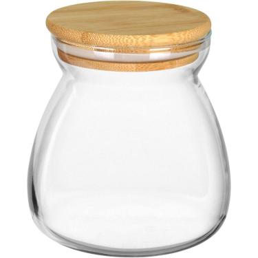 Imagem de Pote Porta Mantimentos Home&co Com Tampa Bambu Borossilicato 650ml 11x8x8cm Transparente