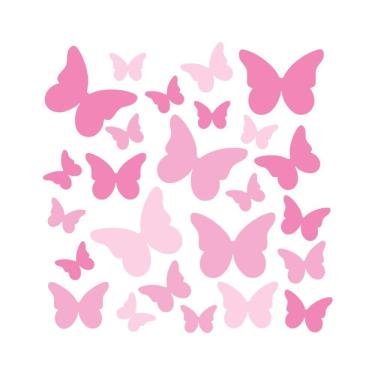 Imagem de Adesivo De Parede Infantil Borboletas Tons De Rosa Rosa