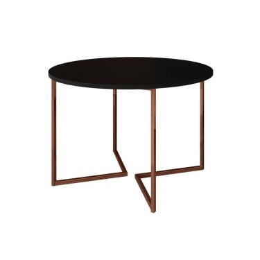 Imagem de Mesa Jantar Industrial Preta Base Cobre V Tampo 110Cm Redondo Cor: Preto