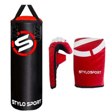 Imagem de Saco de Pancada Boxe Stylo 70 + Luva de Treino Bate Saco Infantil - ST