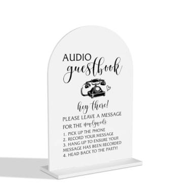 Imagem de Placa de livro de convidados de áudio placas de casamento placas de mesa de casamento para noivado, chá de panela, cerimônia, recepção, evento, festa, decoração acrílica