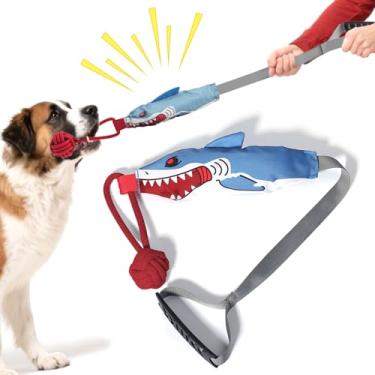 Imagem de Brinquedo interativo para cães que fazem barulho, brinquedos de pelúcia com nós de cordas, brinquedo de puxar tubarão, adequado para animais de estimação energéticos para jogar jogos de cabo de guerra