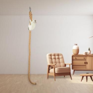 Imagem de AquaLume Corda de juta extralonga de 2,5 m - Poste de escalada resistente para gatos com ganchos seguros, móveis internos/externos para atividades ativas