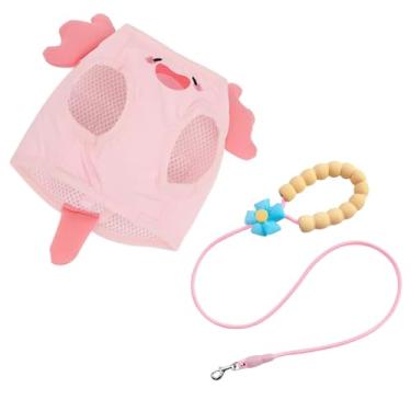 Imagem de Peitoral para gatos Axolotl rosa com trela, colete de malha respirável macio (médio)