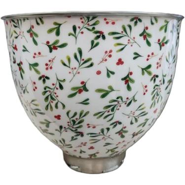 Imagem de Biscuitique Tigela misturadora de aço inoxidável com padrão floral deslumbrante para KitchenAid Tilt-Head Artisan e Classic 4,5 litros e 5QT Stand Mixer