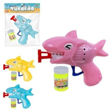 Imagem de Pistola de Bolhas de Sabão Tubarão, Brinquedo Infantil com Fricção, 3 Cores Disponíveis