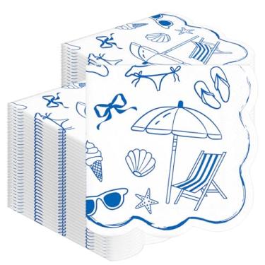 Imagem de Chivertion 100 guardanapos recortados para festa na praia 16,5 x 16,5 polegadas, guardanapos de papel descartáveis para almoço e jantar de verão para festas de casamento de verão