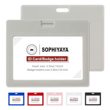 Imagem de SOPHIYAYA Pacote com 6 porta-crachá de identificação horizontal deslizante – capa de plástico rígido protege cartão de identificação de trabalho, cartões de crédito para escritório, fábrica