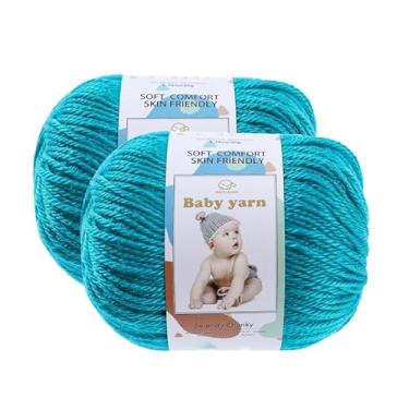 Imagem de Fio de malha para bebês - lã merino 10%, algodão 40%, nylon, 50% novelo de fio macio misturado adequado para tricô de crochê, cobertores de bebê e roupas (aproximadamente 50 g/160 jardas) (verde