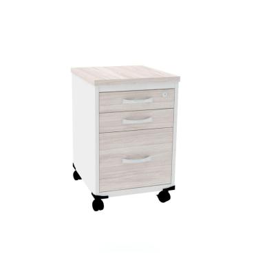 Imagem de Gaveteiro Volante 3 Gavetas Com Chaves Pe25 Em Mdp Nogueira Casablanca E Branco