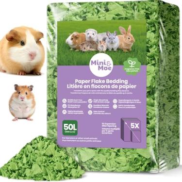 Imagem de mini&moe Roupa de cama para hamster 50L: livre de poeira e controle de odor absorvente de umidade papel natural roupa de cama para animais de estimação pequenos - para porquinhos da índia, hamsters