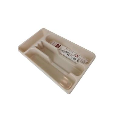 Imagem de Organizador de Talheres para Gaveta de Cozinha 29,5x17,5x4,5cm – Bandeja Plástica com Divisórias, Compacta e Resistente, Ideal para Organização de Utensílios, Bandeja de Talheres para Cozinha