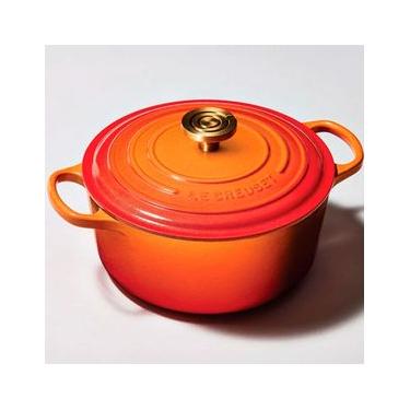 Imagem de Panela Redonda Signature 100 Anos 20 cm Laranja Pegador Dourado Le Creuset