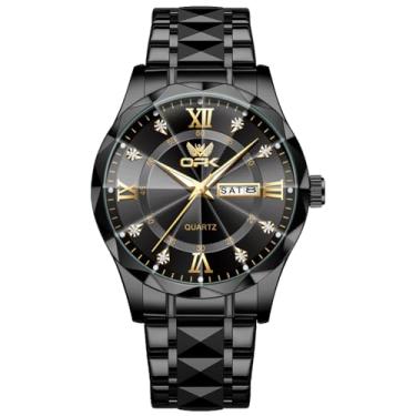 Imagem de OLEVS Relógios automáticos masculinos esqueleto turbillon mecânico auto-enrolamento luxo vestido relógio de pulso fase da lua data do dia à prova d'água luminoso presentes, black strap