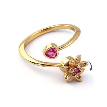 Imagem de ChicGlowz Anel giratório feminino com pedra do mês de nascimento, banhado a ouro 14 k, zircônia cúbica, ajustável, alívio da ansiedade, espiral, espiral, envoltório em espiral, delicados, presentes de