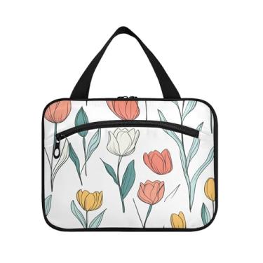 Imagem de Burbuja Linda bolsa de tulipas de viagem para mulheres, bolsa de higiene para pendurar à prova d'água, organizador de cosméticos para acessórios de higiene pessoal, M, Como mostrado na imagem, Medium
