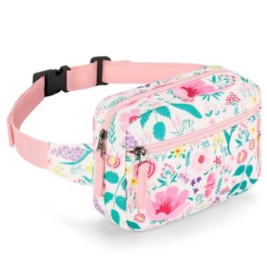 Imagem de Choco Mocha Pochete infantil para meninas - de 6 a 12 anos - bolsa de cinto, Rosa floral, Normal
