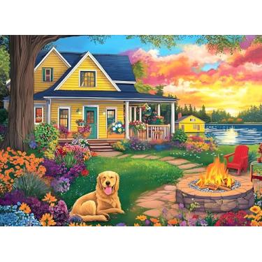 Imagem de EIBEILI Conjunto de pintura de diamante adulto - conjunto de pintura de diamante de cachorro de jardim, pintura de diamante 5D, DIY pintura de diamante completo artesanato com pedras preciosas 30 x