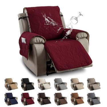 Imagem de YUEANG Capa de cadeira reclinável 100% impermeável, capa de cadeira reclinável para cadeira reclinável, de tecido antiderrapante, capa de sofá para sala de estar, para animais de estimação e crianças