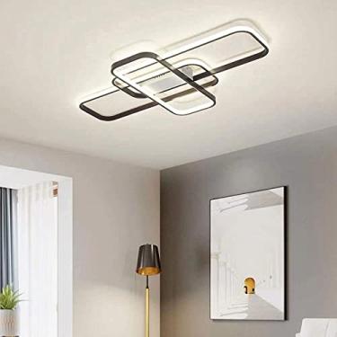 Imagem de RAUGAJ Lustres, luzes de teto LED, teto quadrado regulável moderno, design 3S interior quarto cozinha sala de jantar escritório com controle remoto decoração iluminação/55 cm