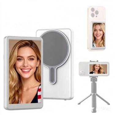 Imagem de Monitor de selfie Vlog para iPhone e Android, monitor de câmera traseira sem fio magnético com controle remoto Bluetooth de 3,5 m para fotos, vlogs e transmissão ao vivo