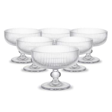 Imagem de Conjunto de 6 Taças em Vidro Jogo Canelado para Sobremesa Doce e Sorvete 290ml