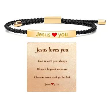 Imagem de 72ore Pulseiras de Jesus para mulheres, joias cristãs Jesus Loves You WWJD Pulseira de Deus presentes de fé para mulheres God Is With You Always, Large, Aço inoxidável, Sem Pedra Preciosa