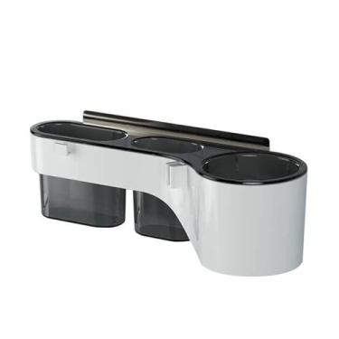 Imagem de Suporte de Secador Cabelo Adesivo para Parede com Prateleira Suspensa e Copo Organizador Ferramentas Estilo Banheiro Barbearia Lavanderia Econômico em