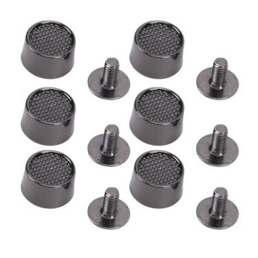 Imagem de Yinhing Parafuso Traseiro Rebites Studs 20 Conjunto 12mm Liga Fivela Plana Spikes Cabeça de Prego Studs para Couro Diy Artesanato Bolsa Pés Com Parafusos Cruzados de 6mm Prata Preto
