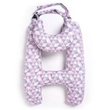 Imagem de Travesseiro de Viagem em Formato H com Almofada de Pescoço – Fibra Siliconada – Infantil e Adulto(BAND ROSA)