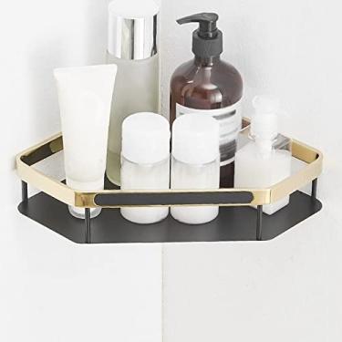 Imagem de Prateleiras de chuveiro Rack de canto de banheiro de latão, rack de chuveiro montado na parede, prateleira triangular rack de armazenamento de chuveiro suporte de chuveiro