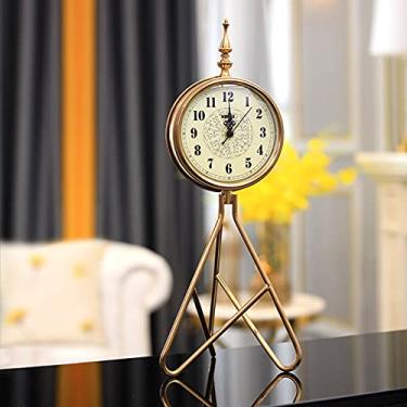 Imagem de Relógio de mesa retrô, relógio de mesa vintage operado por bateria na mesa ou prateleira, relógio de mesa retrô grande para sala de estar