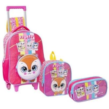 Imagem de Kit Mochila De Rodinha Lancheira Estojo Infantil Escolar Fluffy Bolofofo Yepp-Feminino
